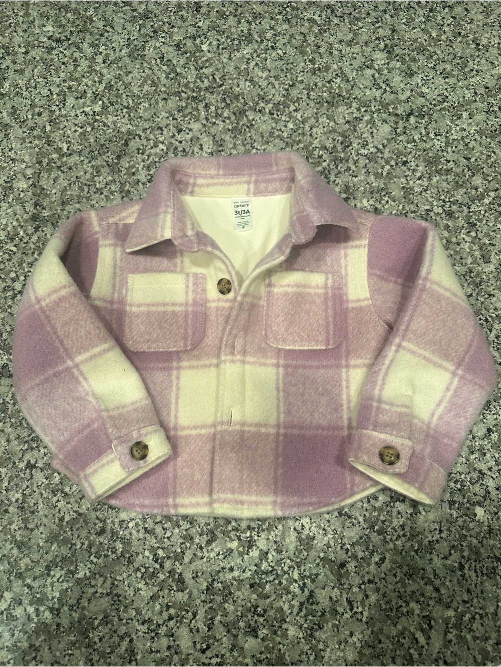 Carter's Lavender and Cream Plaid Button-Up Shirt Jacket
